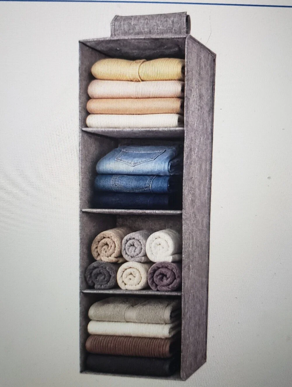 New Gray Hanging Closet Organizer 4-Shelf Collapsible 31.5
